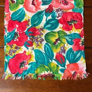 Express Floral 100% Silk Oblong Scarf 10” x 86”